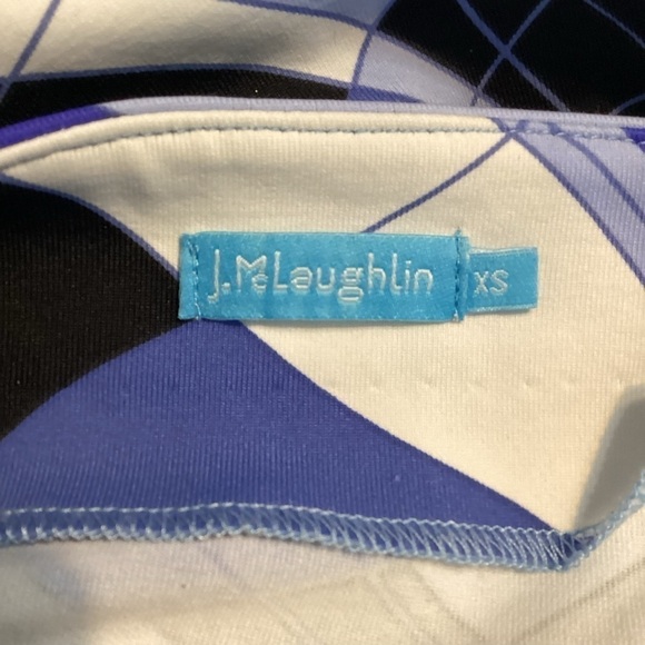 J. McLaughlin Brea Faux Wrap Dress Size XS Blue Black Optic Wave - Picture 6 of 7